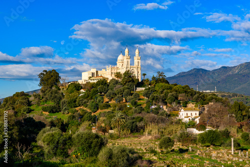 Basilica of Saint Augustin in Annaba, the fourth largest city in Algeria. Beautiful view and nature