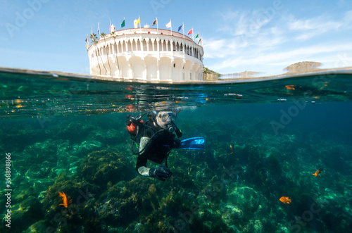 A Teenage Male Scuba a Diver Experiences the Underwater Beauty at Catalina Island in California