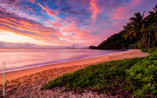 Amazing sunrise sky viewed by Trinity Beach