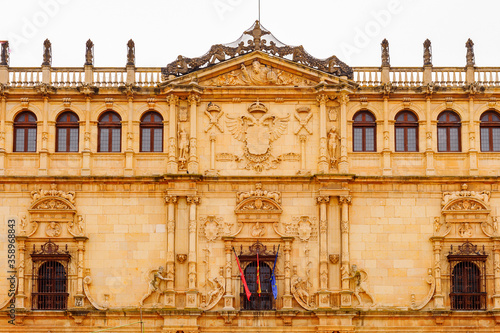 Facade of the old Alcala University, Alcala de Henares, Spain