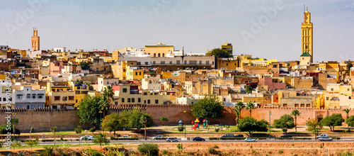 It's Panoramic view of Meknes, a city in Morocco which was founded in the 11th century by the Almoravids as a military settlement,