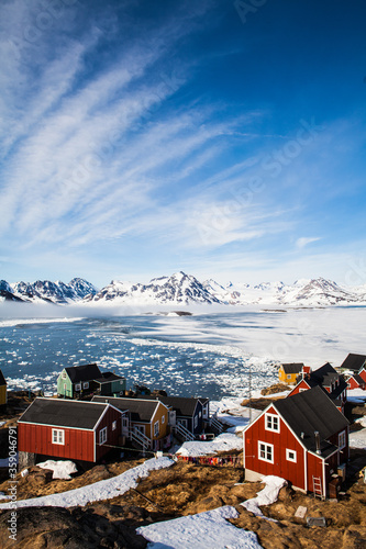 A beautiful lanscape view over Kulusuk and eastern Greenland. 