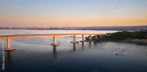 The bridge "Punta Penna" of Taranto at sunrise