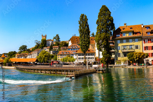 Needle dam of Lucerne, a city in the German-speaking part of Switzerland