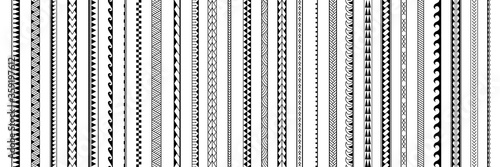 Set of vector ethnic seamless pattern. Ornament bracelet in maori tattoo style. Geometric border african style. Vertical pattern. Design for home decor, wrapping paper, fabric, carpet, textile, cover