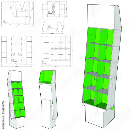 Box for Display Stand and Die-cut Pattern