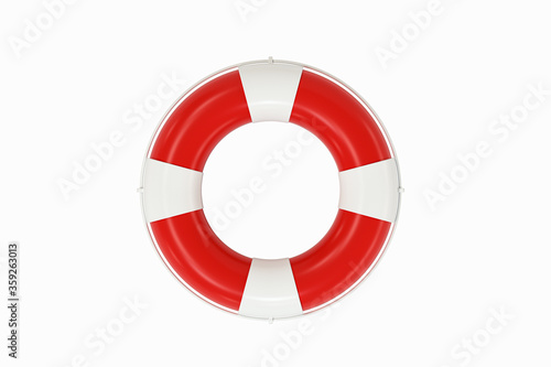 Life buoy with white background, 3d rendering.