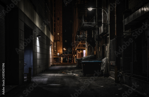 Abandoned dark alley at night