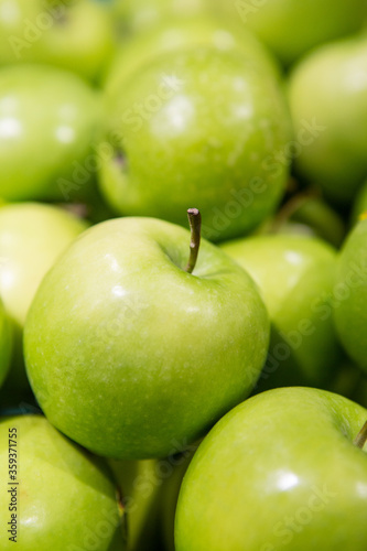 A pile of green apples.