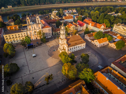Aerial picture of Kaunas Town Hall in Lithuania in autumn, Lithuania