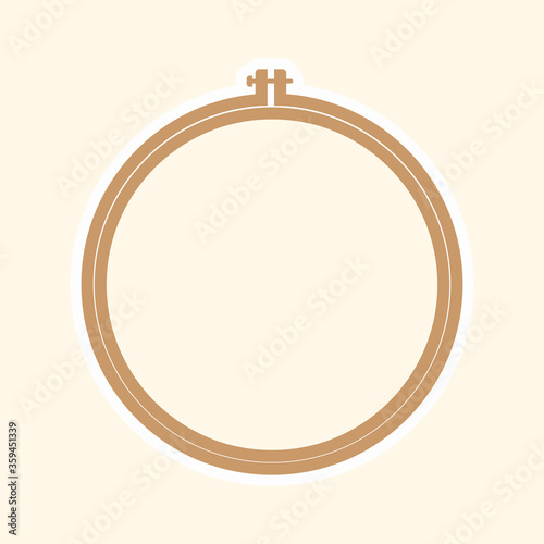 Brown wooden hoop for embroidery. Cross Stitch Hoop Icon, Frame Hoop For Needle Work, Embroidery Hoop Vector Art Illustration