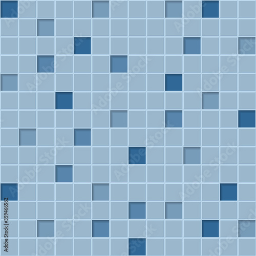Seamless pattern with abstract mosaic of blue colors squares