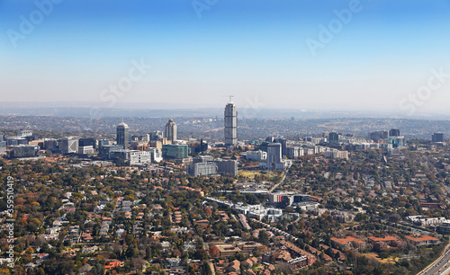 Johannesburg, Gauteng / South Africa - 06/25/2019: Aerial photo Sandton CBD