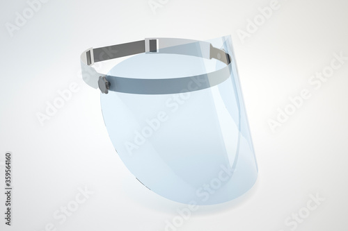 Plastic shield for face, covid 19 - 3d illustration