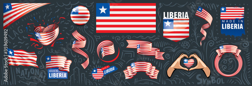 Vector set of the national flag of Liberia in various creative designs