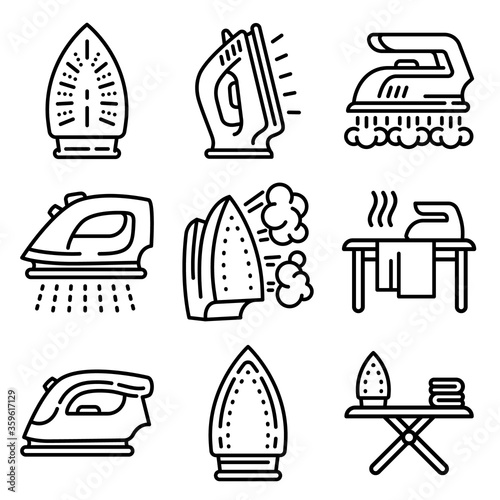 Smoothing-iron icons set. Isometric set of smoothing-iron vector icons for web design isolated on white background