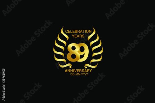 89K,89000 Follower Thank you anniversary logo with golden and isolated on black background for social media, internet - Vector