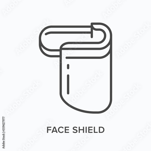 Face shield flat line icon. Vector outline illustration of coronavirus PPE. Medical safety wear thin linear pictogram