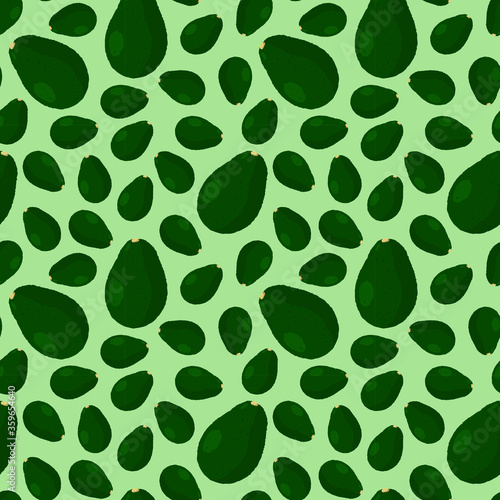 Seamless pattern with avocado. Green wallpaper, background for packaging, fabrics, or other.