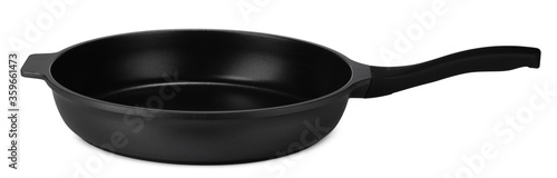 New black frying pan isolated on white background