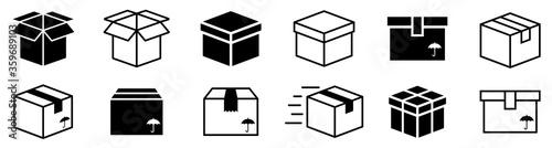 Box simple icon collection. Box in flat style. Carton box icons. Delivery icon. Vector illustration