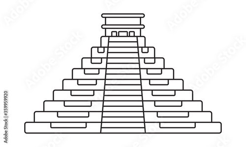 Ancient el Castillo pyramid line art icon for apps and websites