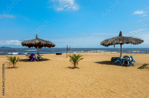 Atlantic Ocean beach, Monrovia, West Africa, Liberia, Hotel "Africa" area, beach for local people, rest and picnic area.