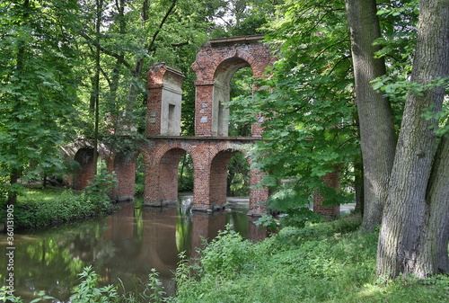 Romantic ruins in park garden in Arkadia, Poland