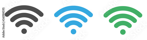 Wi-fi vector icon, sign, set of blue, red and green symbol. Vector illustration