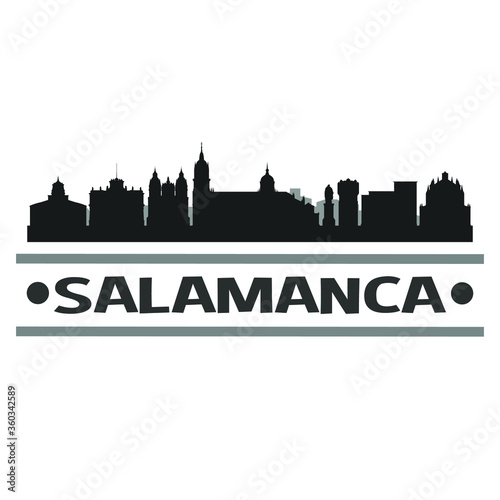 Salamanca Spain City Travel. City Skyline. Silhouette City. Design Vector. Famous Monuments.