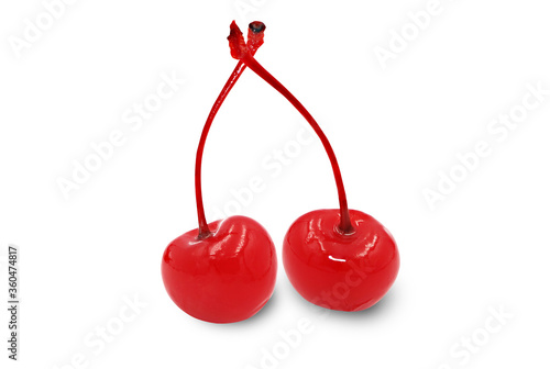 Maraschino cherry candy cocktail isolated on white background with clipping path.