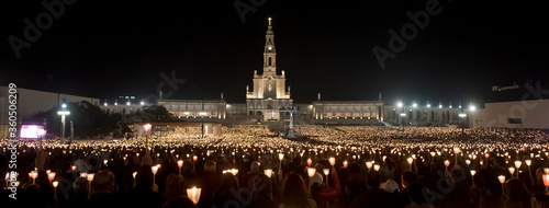 Procession of candles at the Sanctuary of Our Lady of Fatima, in Portugal.