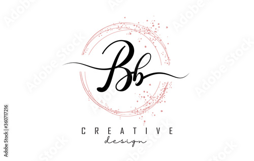 Handwritten BB letter logo with sparkling circles and glitter.