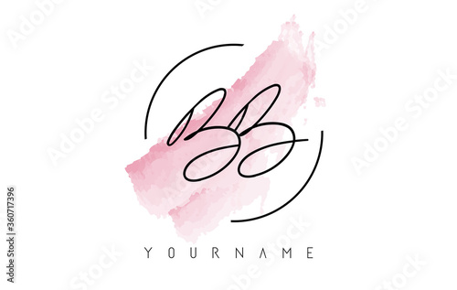BB B Letters Logo with Pastel Watercolor Acquarella Brush Stroke