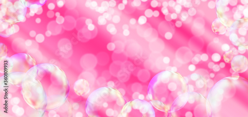 Bubbles and sunshine on light pink background