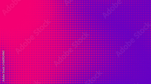 Dots halftone purple pink color pattern gradient texture with technology digital background. Pop art comics with nature graphic design.