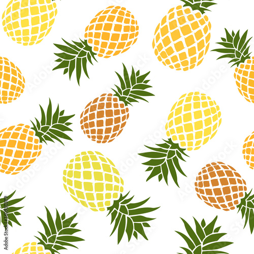pineapple, orange and yellow abstraction background seamless pattern