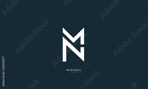 Alphabet letter icon logo NM or MN