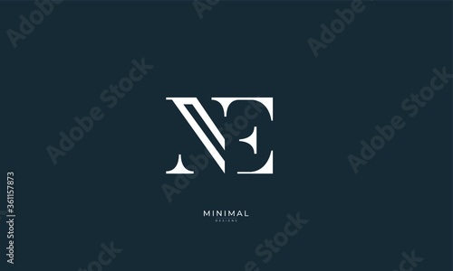 Alphabet letter icon logo NE 