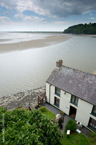 Laugharne, Wales, UK, July 2014, view of Dylan Thomas boathouse