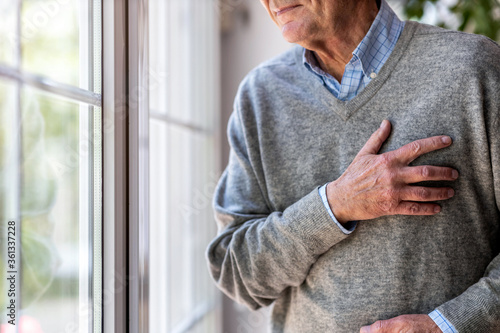 Senior man Suffering From Chest Pain 