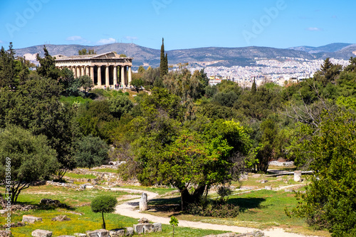 Ancient Temple of Hephaestus, Hephaisteion, in Athenian Agora archeological area of Athens, Greece