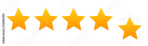 Five stars customer product rating. Flat icon for apps and websites.