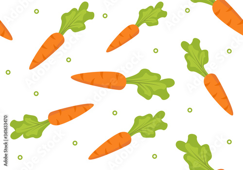 Vector. Seamless pattern with cute orange. Wallpaper with carrots.