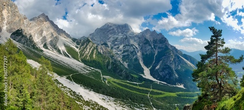 road in mountains, photo as a background , in pasubio mountains, dolomiti, alps, thiene schio vicenza, north italy