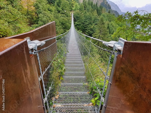 bridge in the forest, photo as a background , in pasubio mountains, dolomiti, alps, thiene schio vicenza, north italy