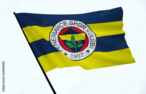 Fenerbahçe Sports Club Flag, Wavy Fabric Flag, Football Team Flag, 3D Render