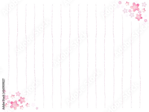 桜の花の便箋 縦書き よこ用紙