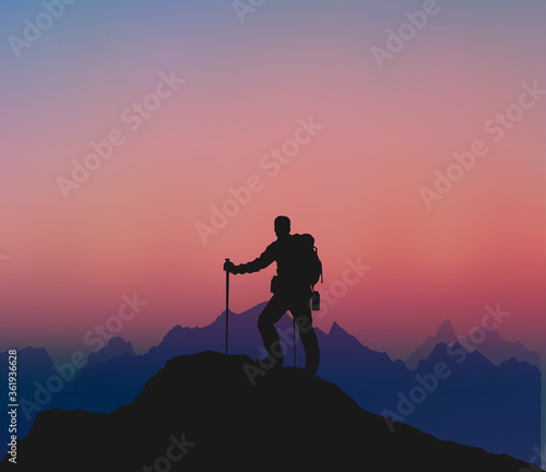 Explorer, Climber, Mountaineering, Mountaintop, Sunset
