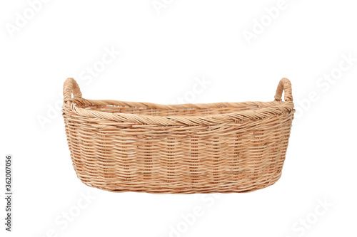 rattan wicker basket isolated on white background, Picnic basket